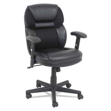 OIF Leather-mesh Mid-back Chair, Supports Up To 250 Lb, 18.39" To 22.05" Seat Height, Black freeshipping - TVN Wholesale